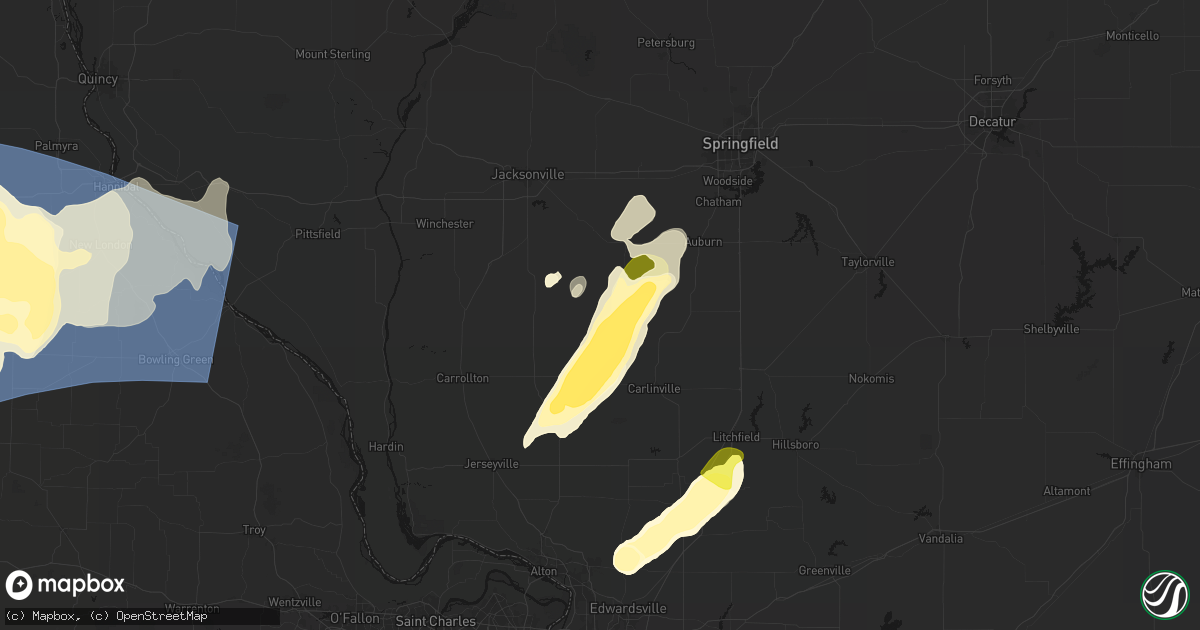 Hail map in Palmyra, IL on April 27, 2026
