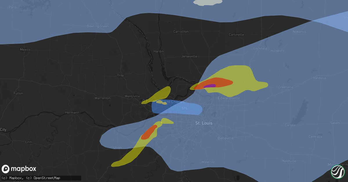 Hail map in Saint Charles, MO on April 27, 2026