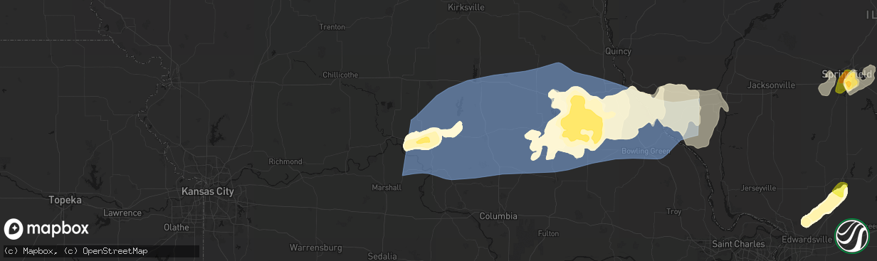 Hail map in Salisbury, MO on April 27, 2026