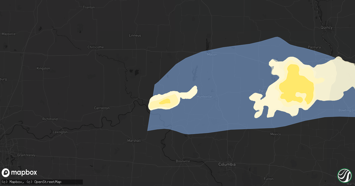 Hail map in Salisbury, MO on April 27, 2026