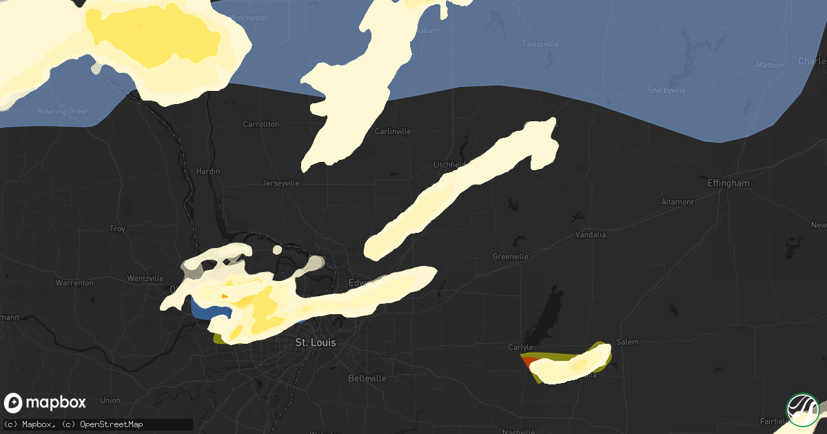Hail map in Staunton, IL on April 27, 2026
