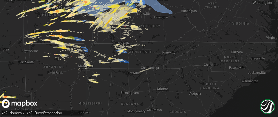 Hail map in Tennessee on April 27, 2026