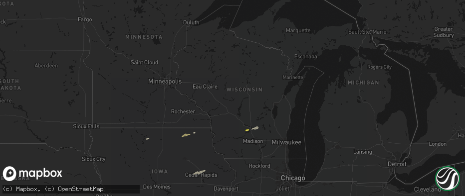 Hail map in Wisconsin on April 27, 2026