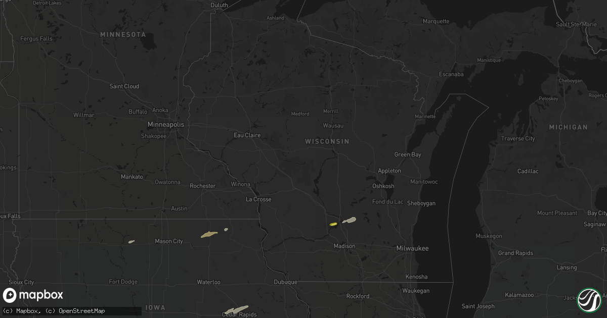 Hail map in Wisconsin on April 27, 2026