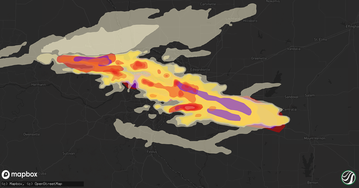 Hail map in East Saint Louis, IL on April 28, 2012
