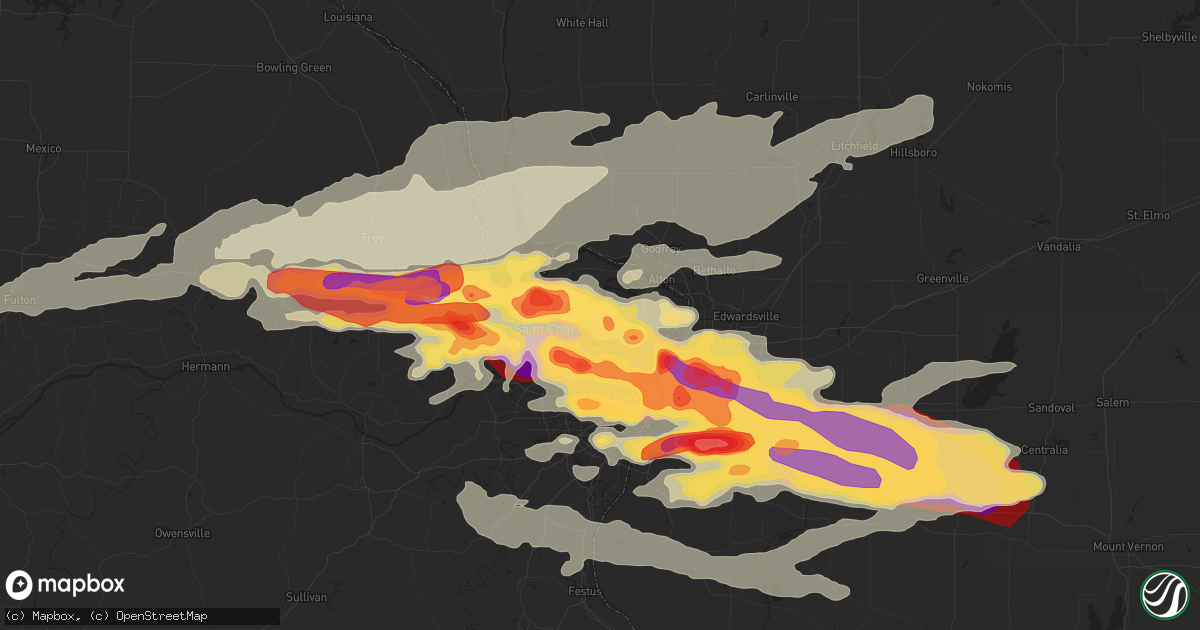 Hail map in Florissant, MO on April 28, 2012