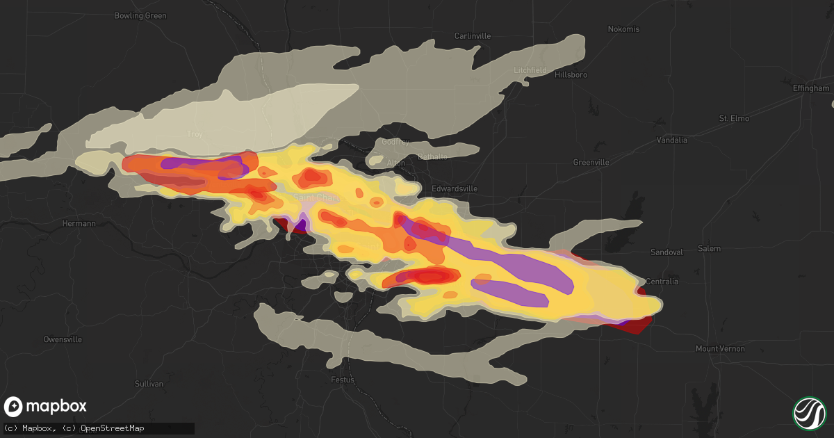 Hail map in Granite City, IL on April 28, 2012