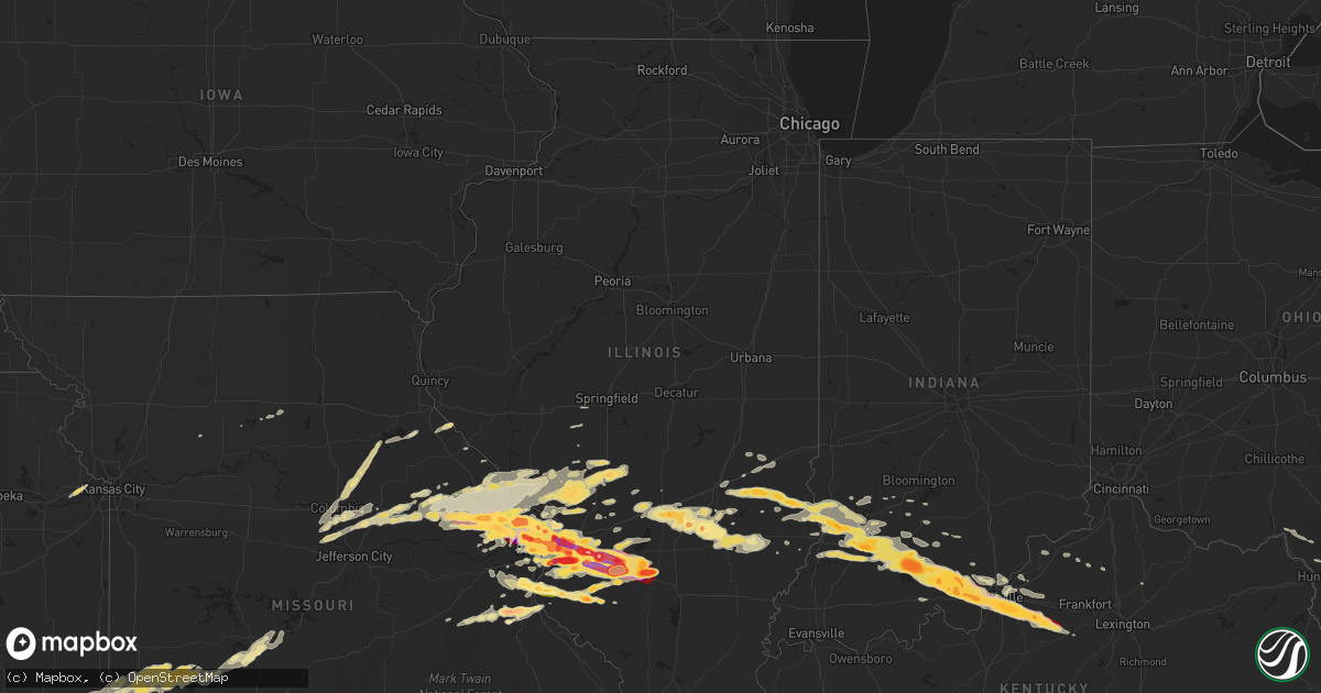 Hail map in Illinois on April 28, 2012