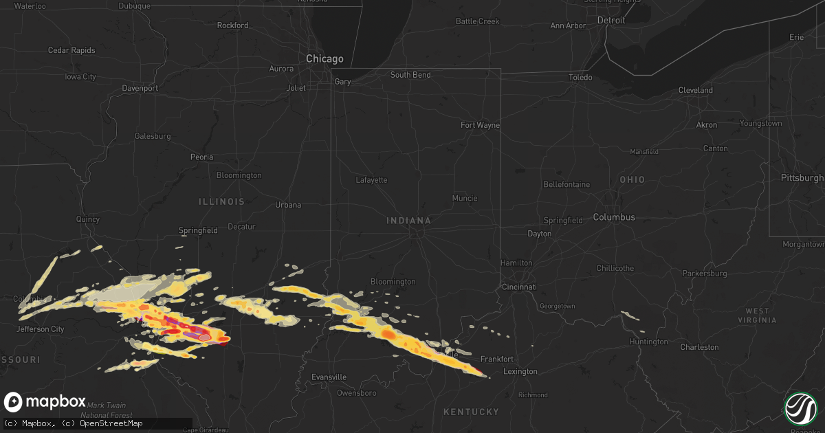 Hail map in Indiana on April 28, 2012