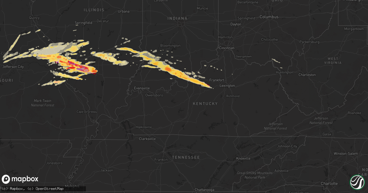 Hail map in Kentucky on April 28, 2012