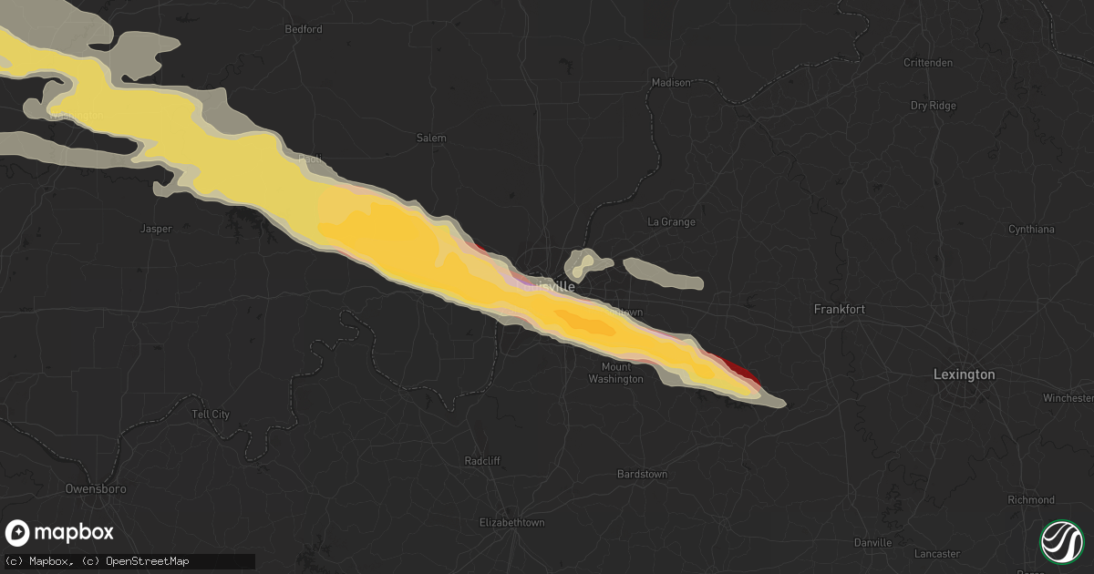 Hail map in Louisville, KY on April 28, 2012