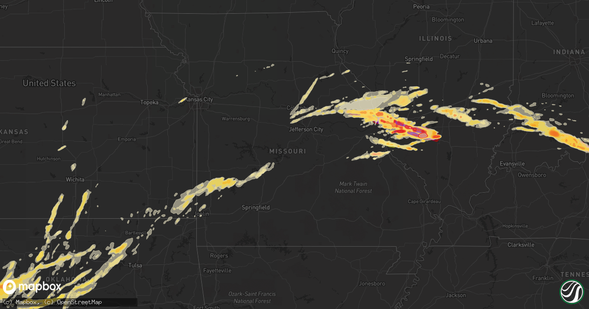 Hail map in Missouri on April 28, 2012