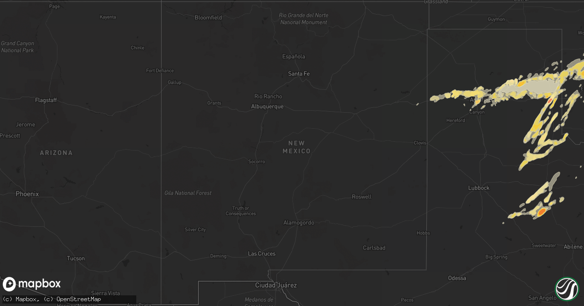 Hail map in New Mexico on April 28, 2012