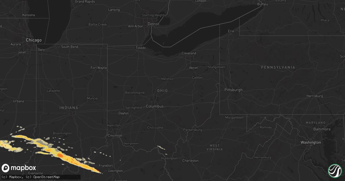 Hail map in Ohio on April 28, 2012