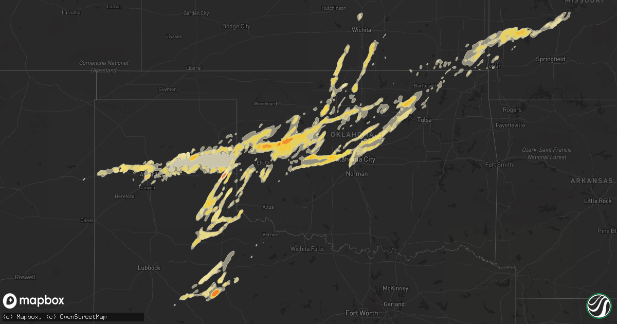 Hail map in Oklahoma on April 28, 2012