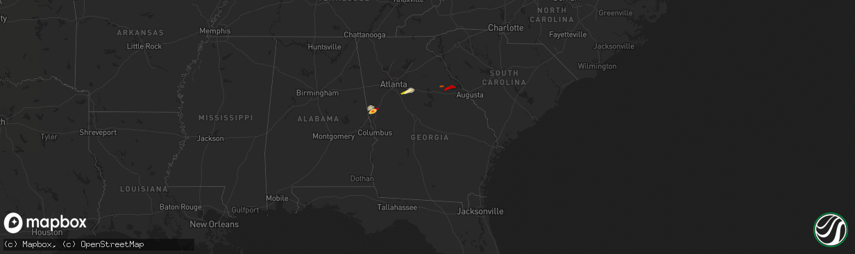 Hail map in Georgia on April 28, 2013