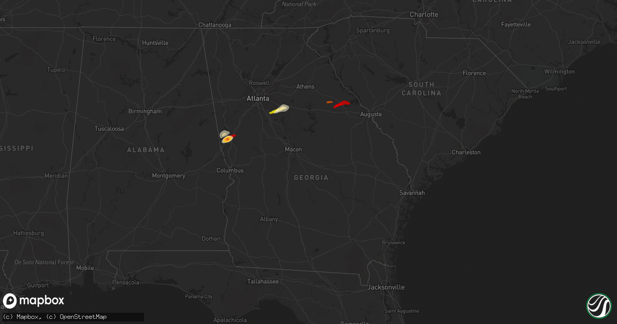 Hail map in Georgia on April 28, 2013