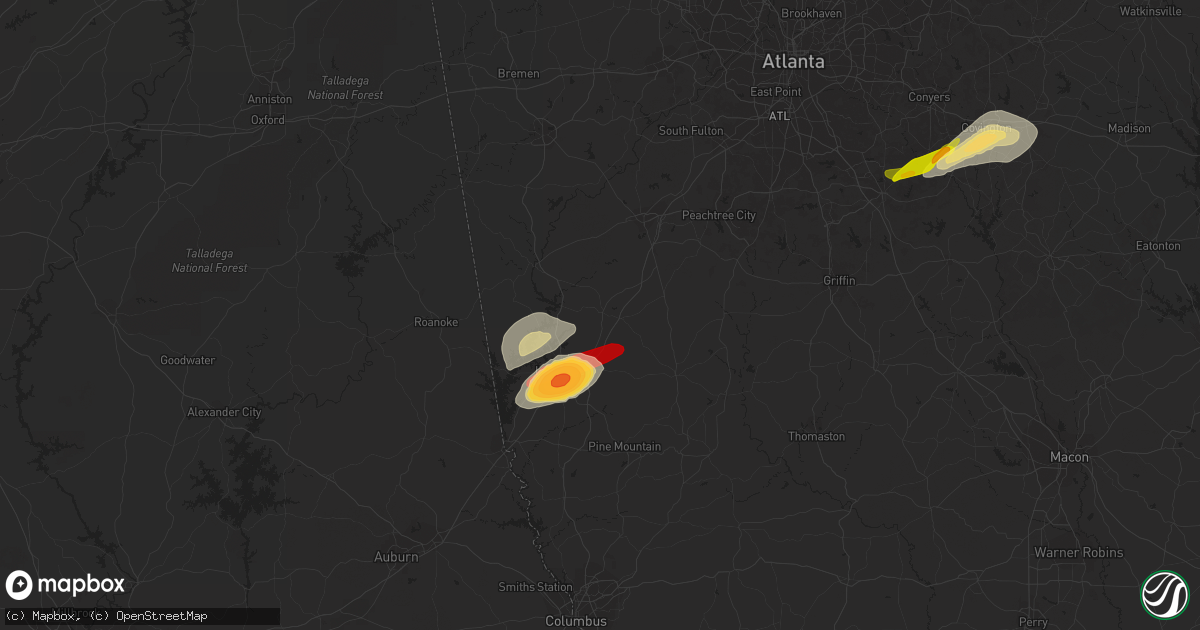 Hail map in Hogansville, GA on April 28, 2013