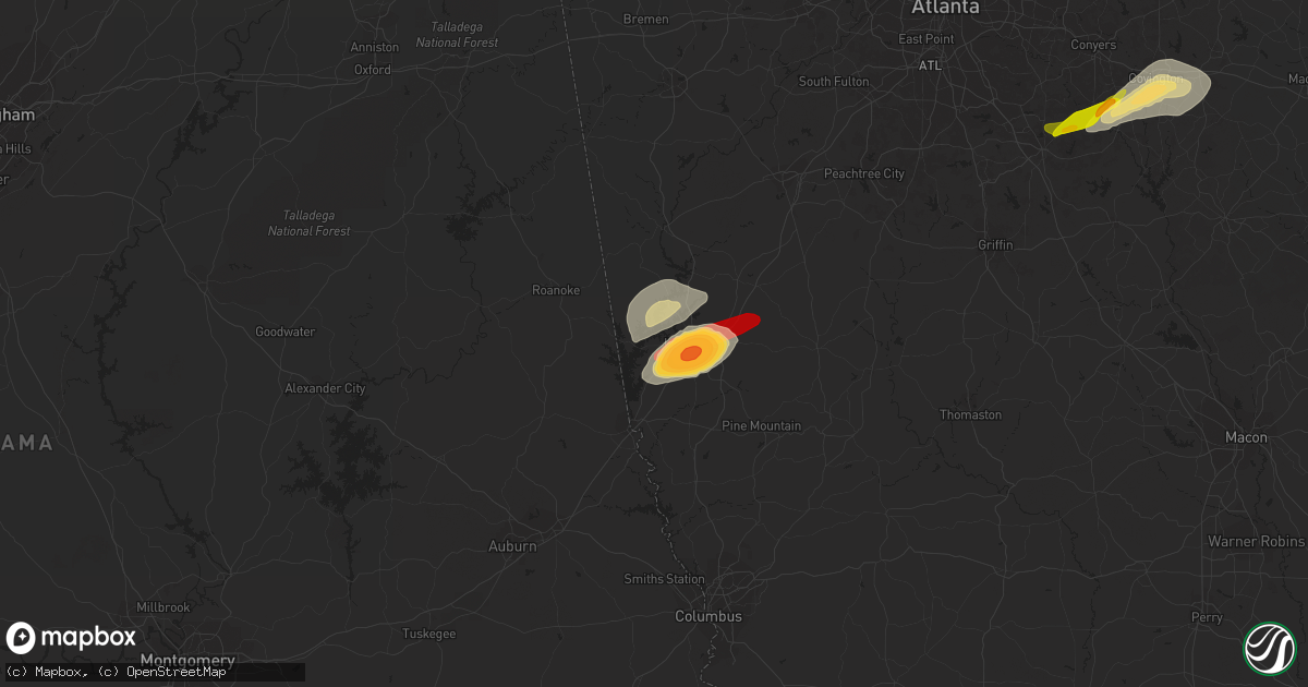 Hail map in Lagrange, GA on April 28, 2013