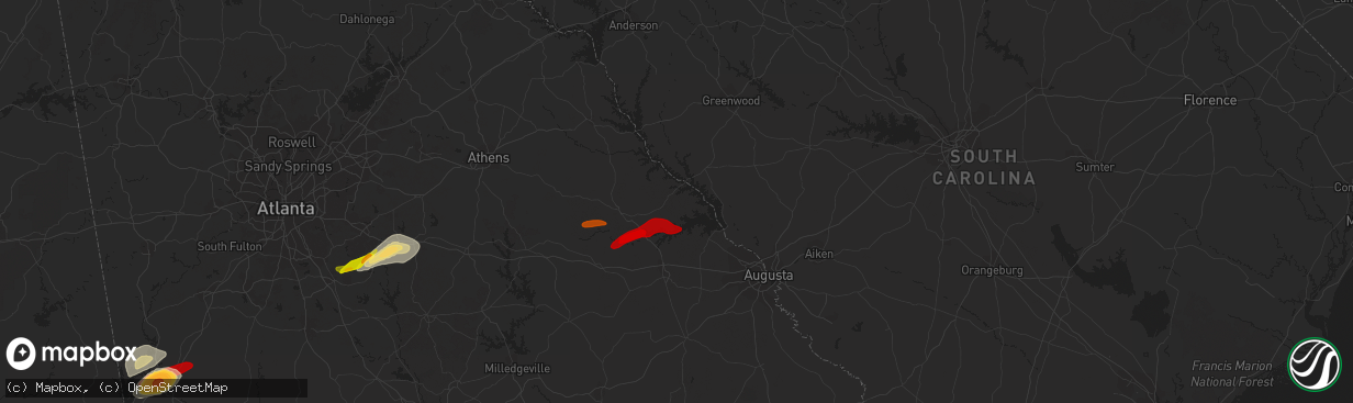 Hail map in Lincolnton, GA on April 28, 2013