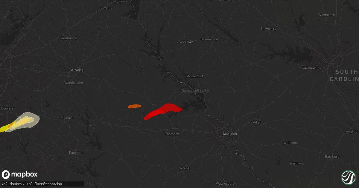 Hail map in Lincolnton, GA on April 28, 2013