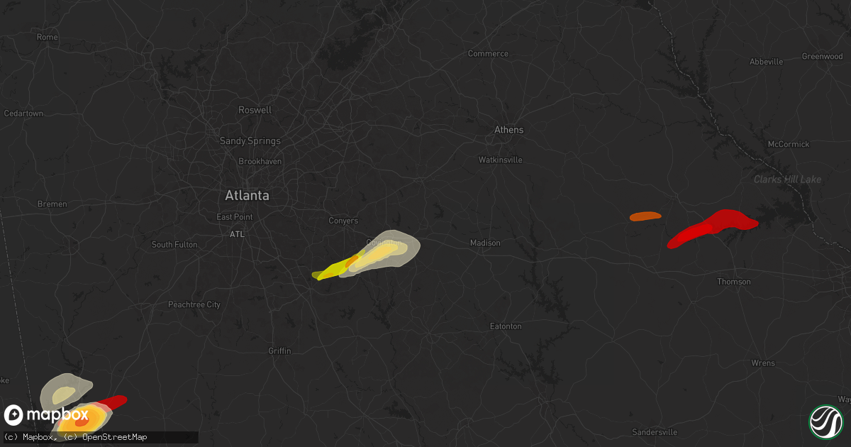 Hail map in Social Circle, GA on April 28, 2013