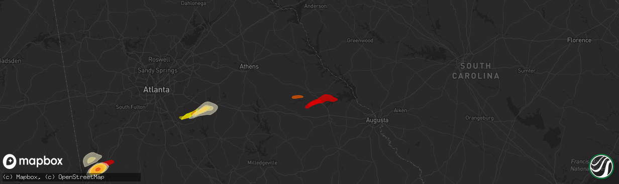 Hail map in Washington, GA on April 28, 2013