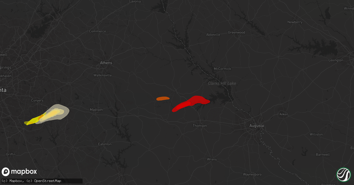 Hail map in Washington, GA on April 28, 2013