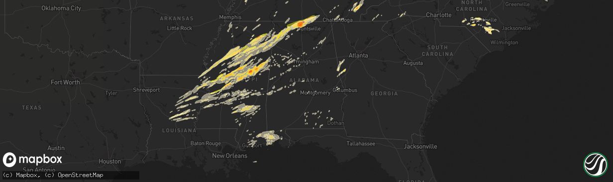 Hail map in Alabama on April 28, 2014