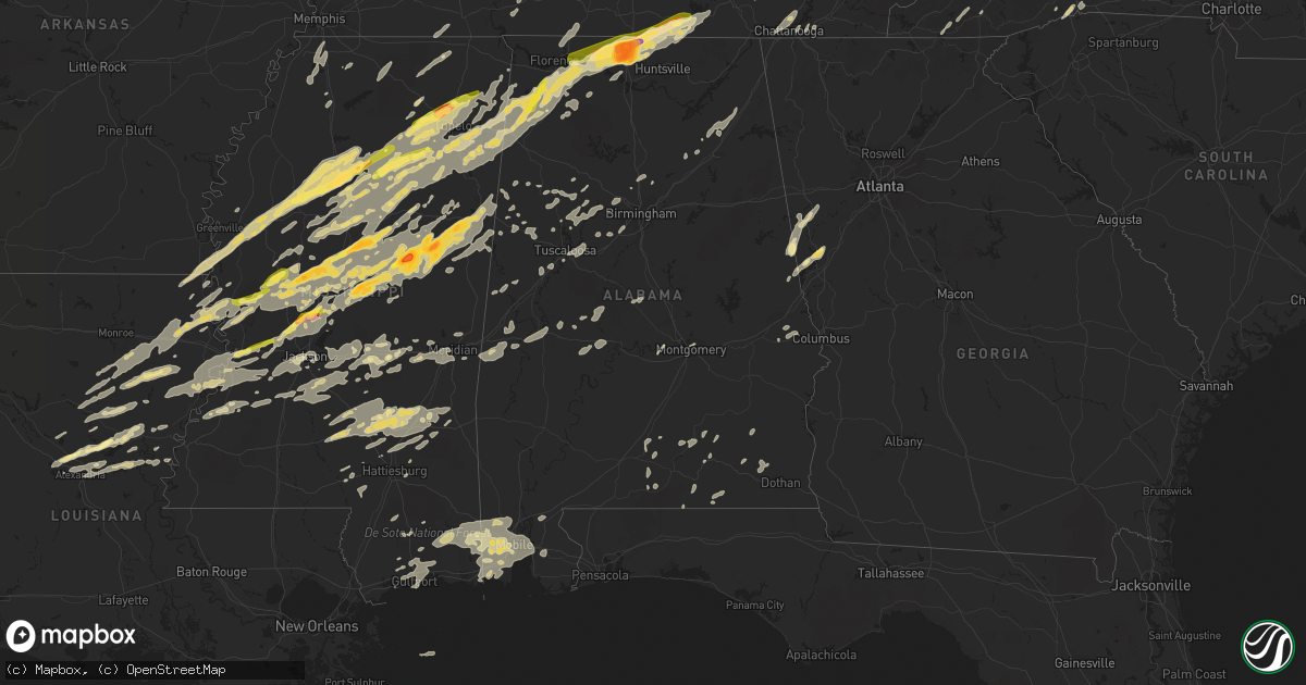 Hail map in Alabama on April 28, 2014