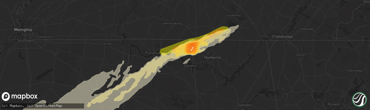 Hail map in Athens, AL on April 28, 2014