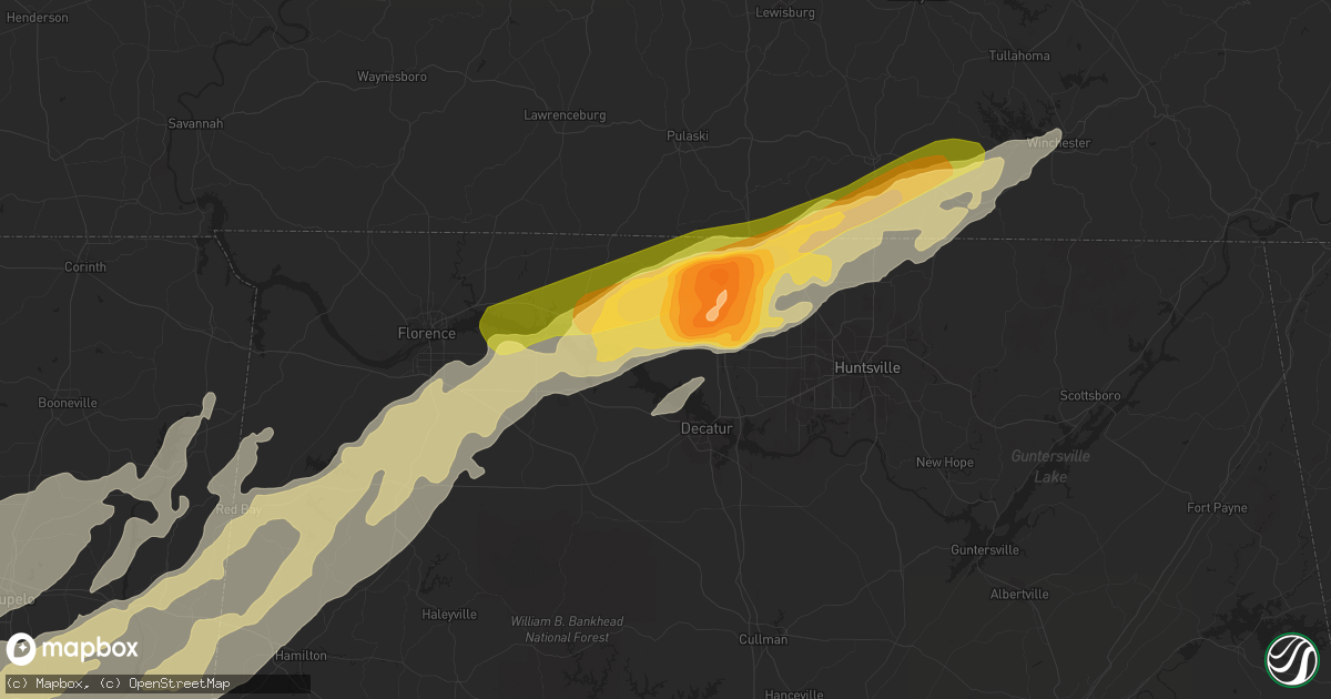Hail map in Athens, AL on April 28, 2014