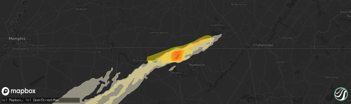 Hail map in Elkmont, AL on April 28, 2014