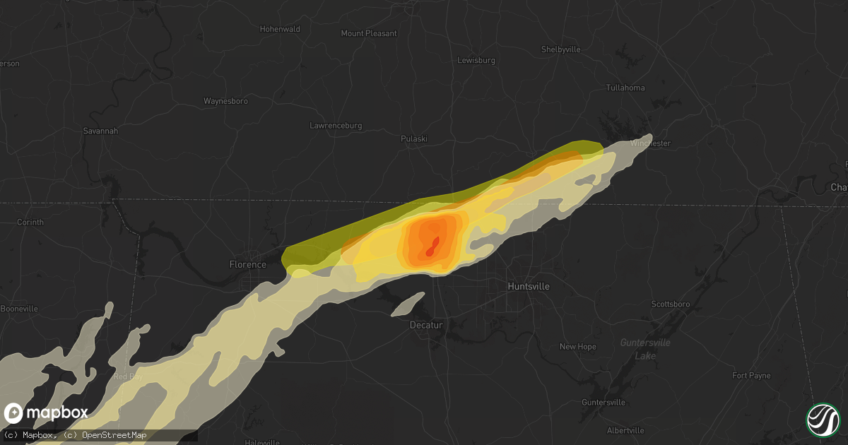 Hail map in Elkmont, AL on April 28, 2014