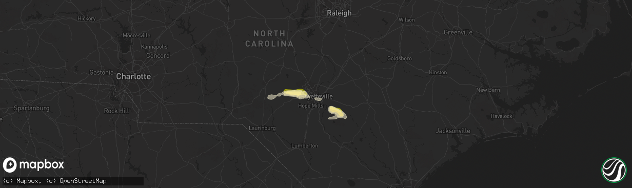 Hail map in Fayetteville, NC on April 28, 2014