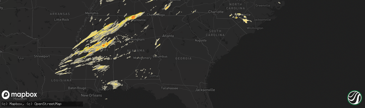 Hail map in Georgia on April 28, 2014