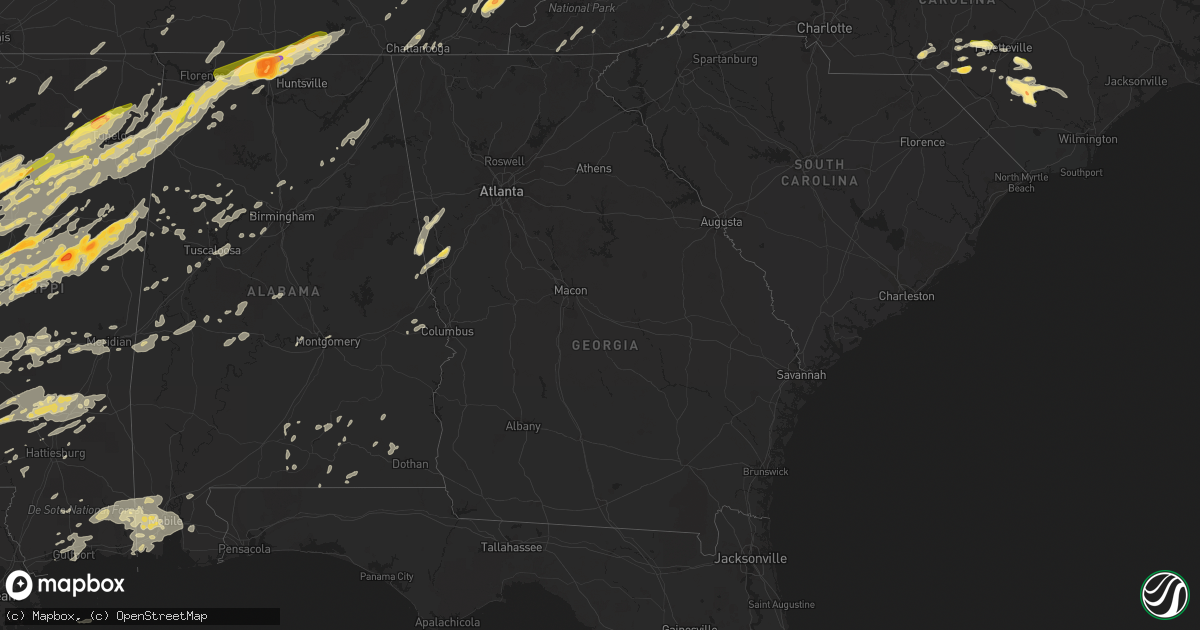 Hail map in Georgia on April 28, 2014