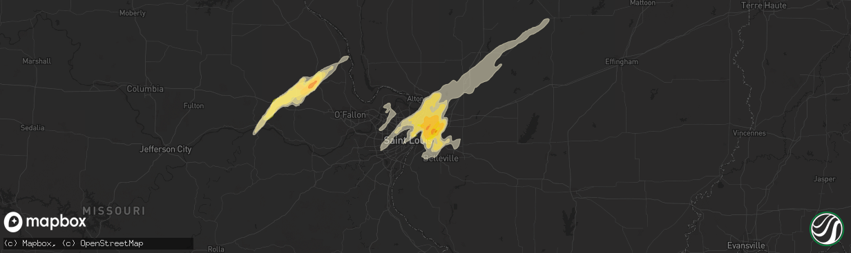 Hail map in Granite City, IL on April 28, 2014