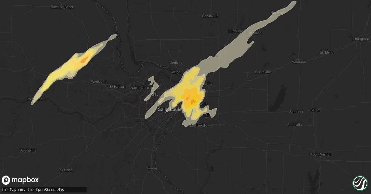 Hail map in Granite City, IL on April 28, 2014