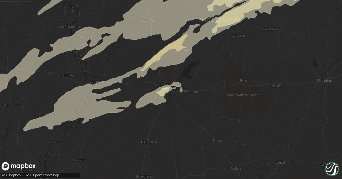 Hail map in Jackson, MS on April 28, 2014