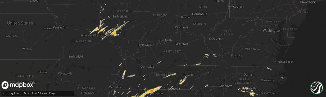 Hail map in Kentucky on April 28, 2014