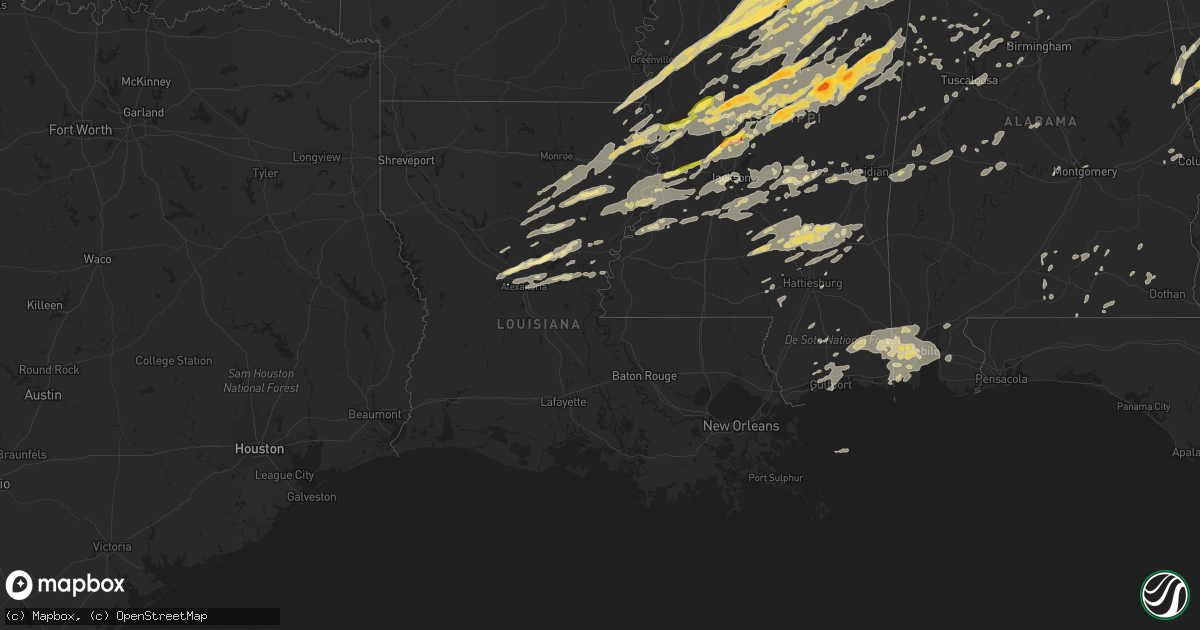 Hail map in Louisiana on April 28, 2014