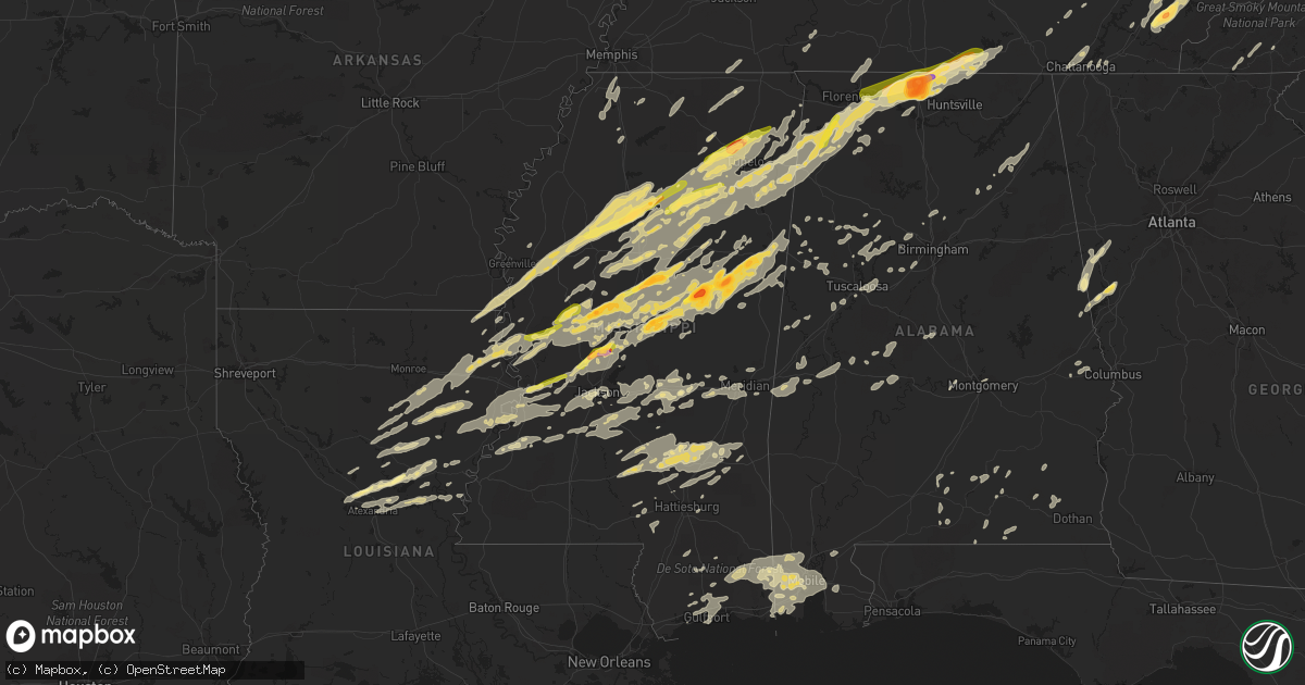 Hail map in Mississippi on April 28, 2014
