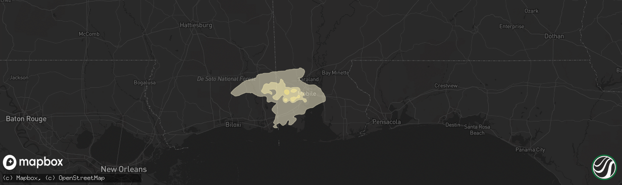 Hail map in Mobile, AL on April 28, 2014