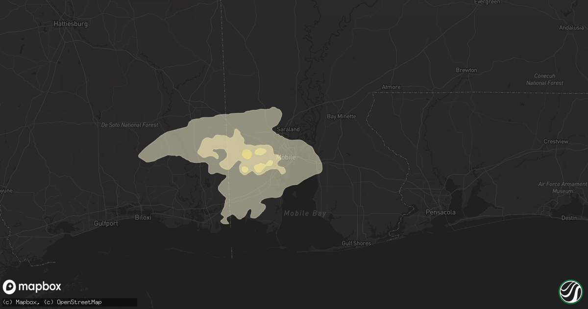 Hail map in Mobile, AL on April 28, 2014