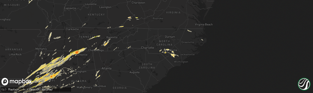 Hail map in North Carolina on April 28, 2014