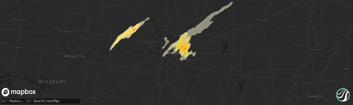 Hail map in Saint Louis, MO on April 28, 2014