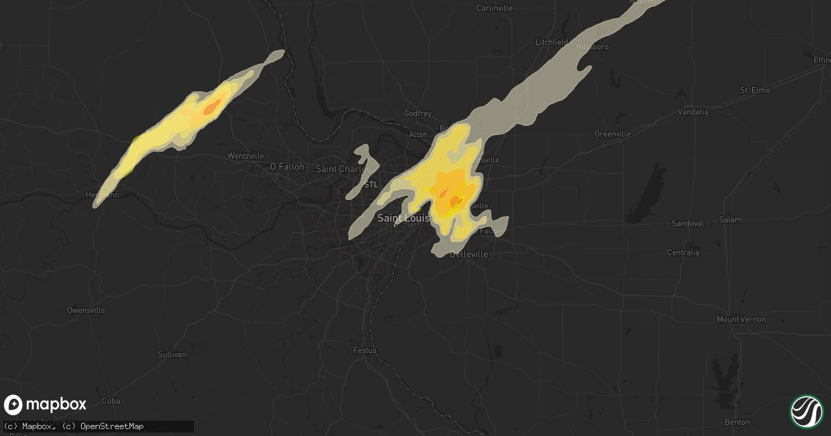 Hail map in Saint Louis, MO on April 28, 2014