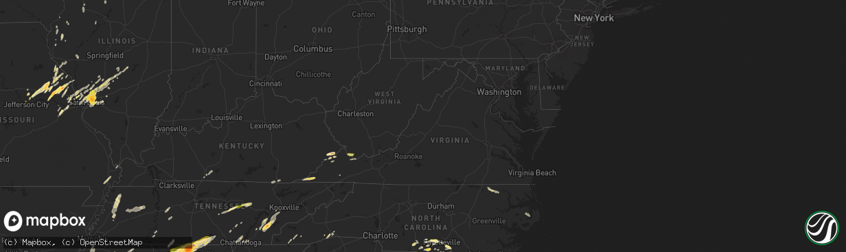 Hail map in Virginia on April 28, 2014