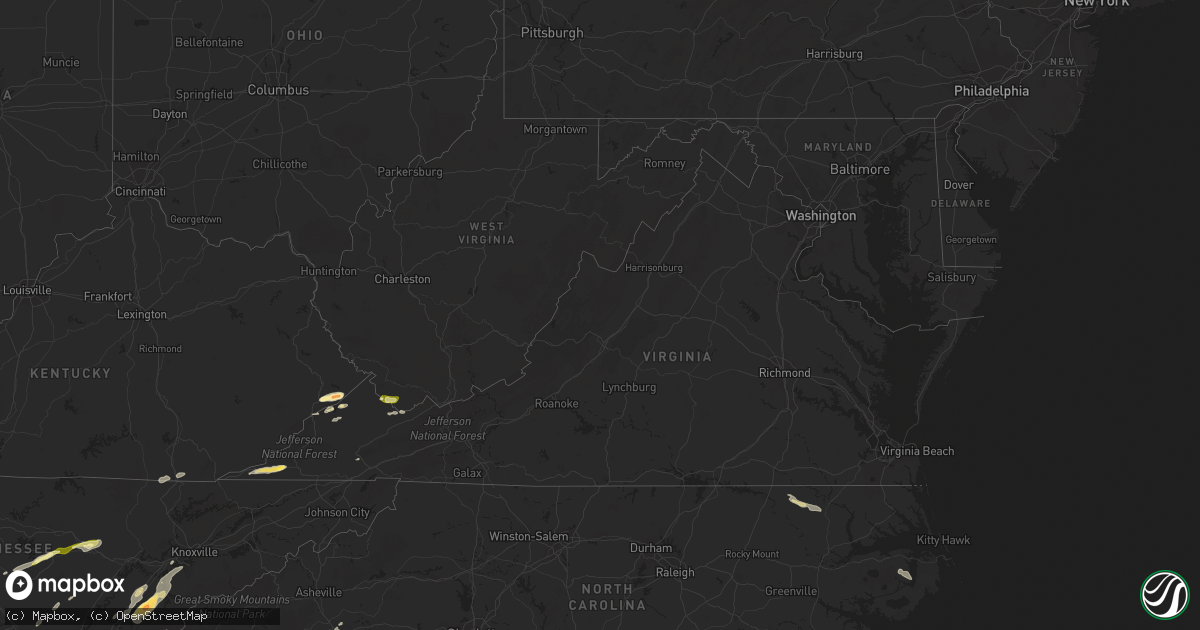 Hail map in Virginia on April 28, 2014